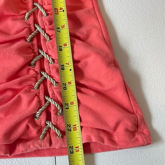 Boston Proper Top XS Coral 3/4 sleeve ruched Front Tie Style Contemporary Chic - Picture 8 of 10